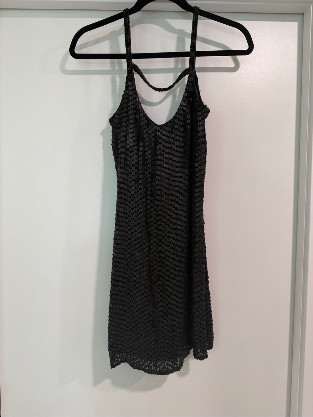 Parker Black Textured Mini Slip Dress